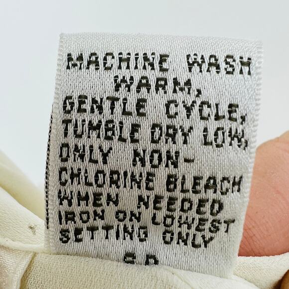 Alicia (18) VINTAGE 80s Cream Semi-Sheer Pleated Embroidered Blouse Top Shirt - Picture 11 of 11